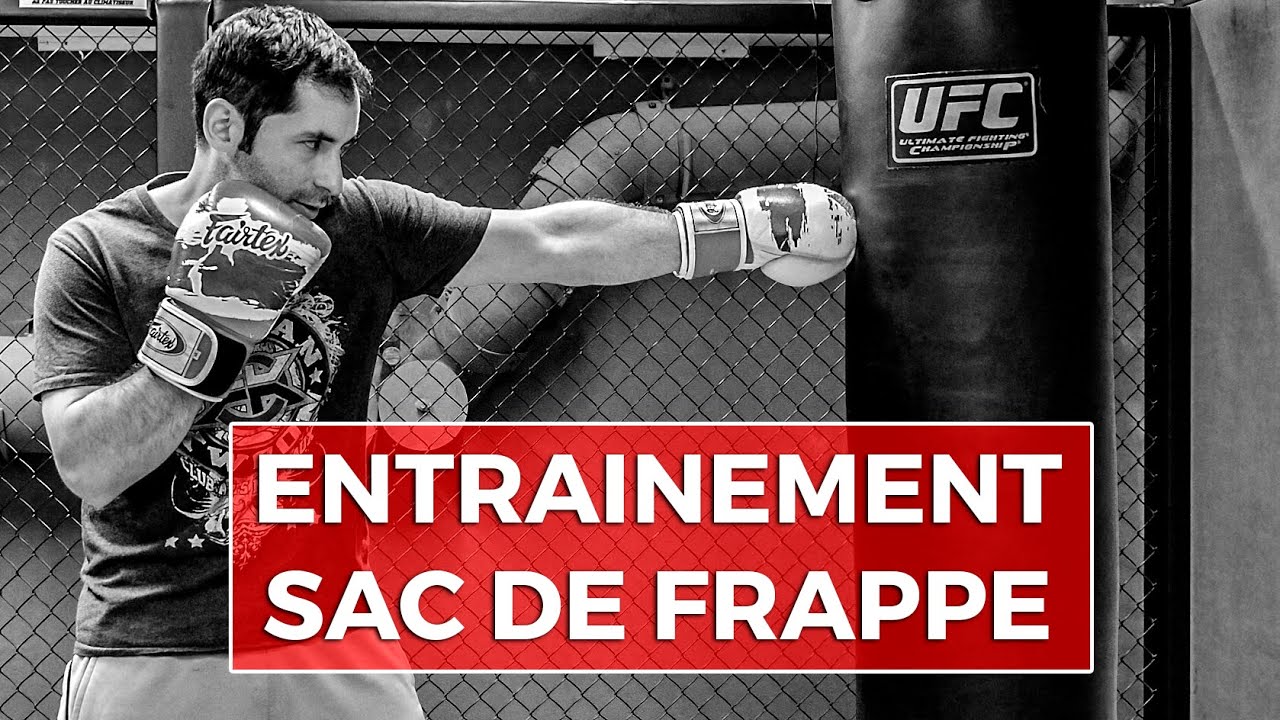 Entrainement sac de frappe débutant en Boxe